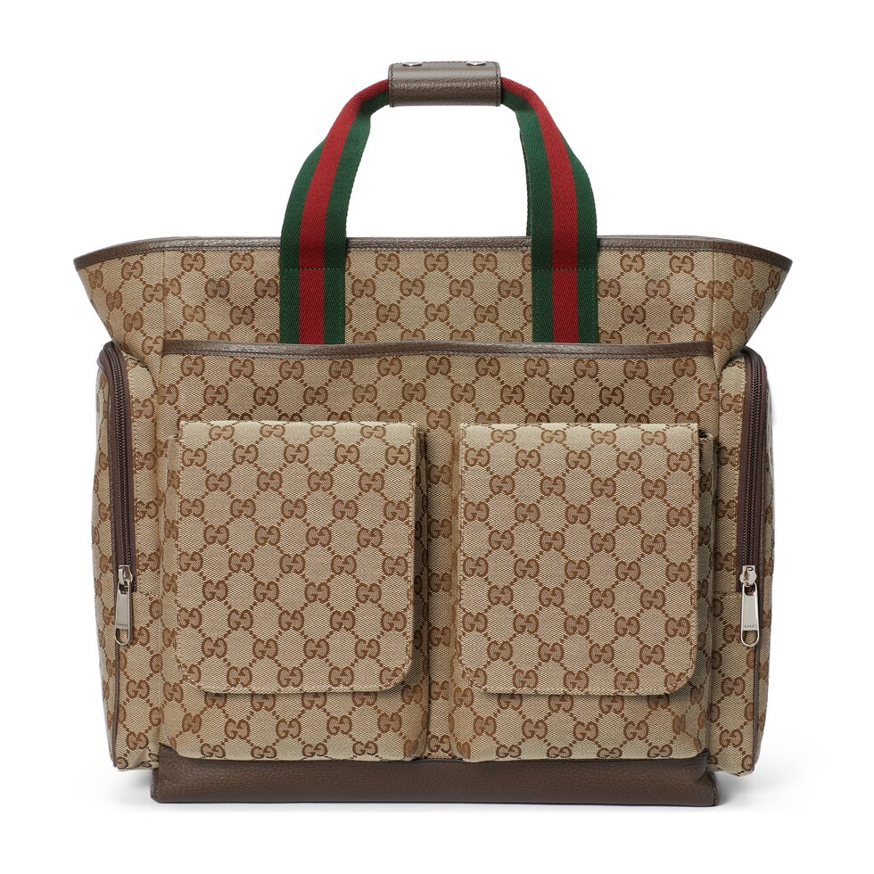 [TOP] GUCCI Large Fabric With Leather Handbag 40x35x20cm