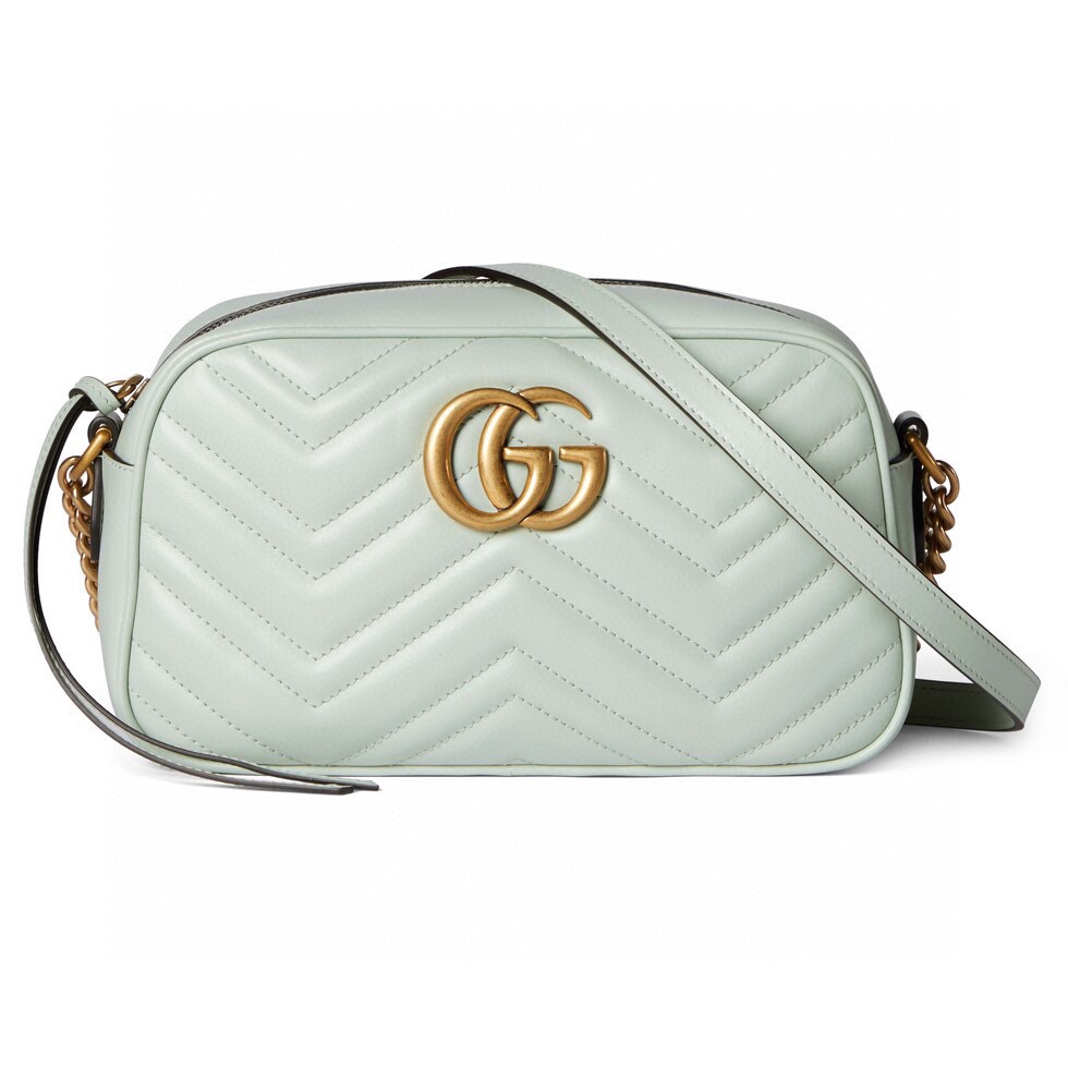 [TOP] GUCCI GG Marmont Bag Matelasse Small 13x24x7cm - Light Blue & GHW