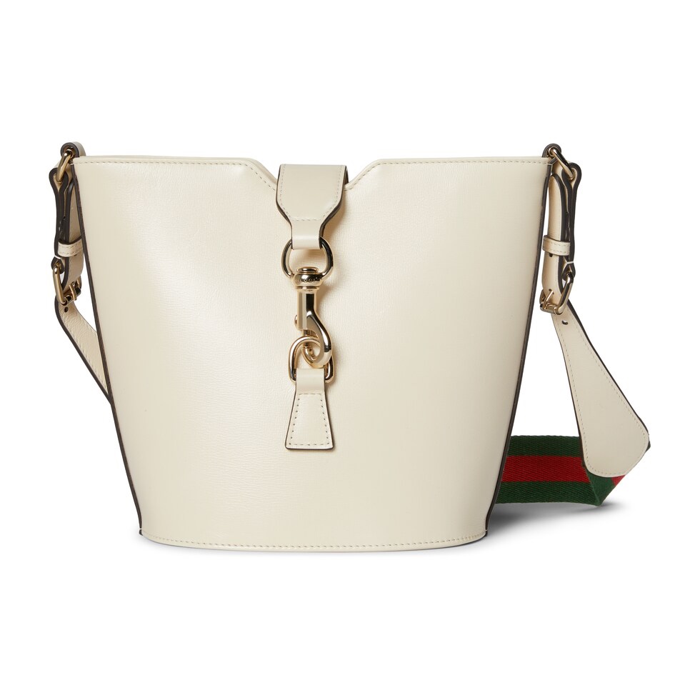 [TOP] GUCCI Leather Bucket Bags 18.5x20.5x12.5cm - White/Black