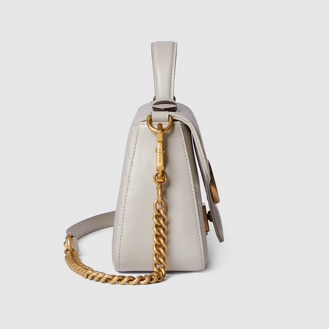 [TOP] GUCCI GG Marmont Mini Handbag 20x14x8cm - White&GHW