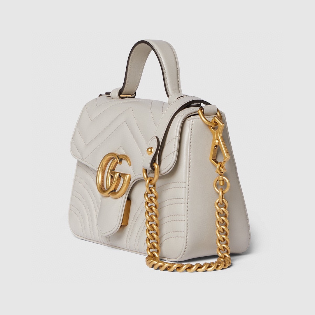 [TOP] GUCCI GG Marmont Mini Handbag 20x14x8cm - White&GHW