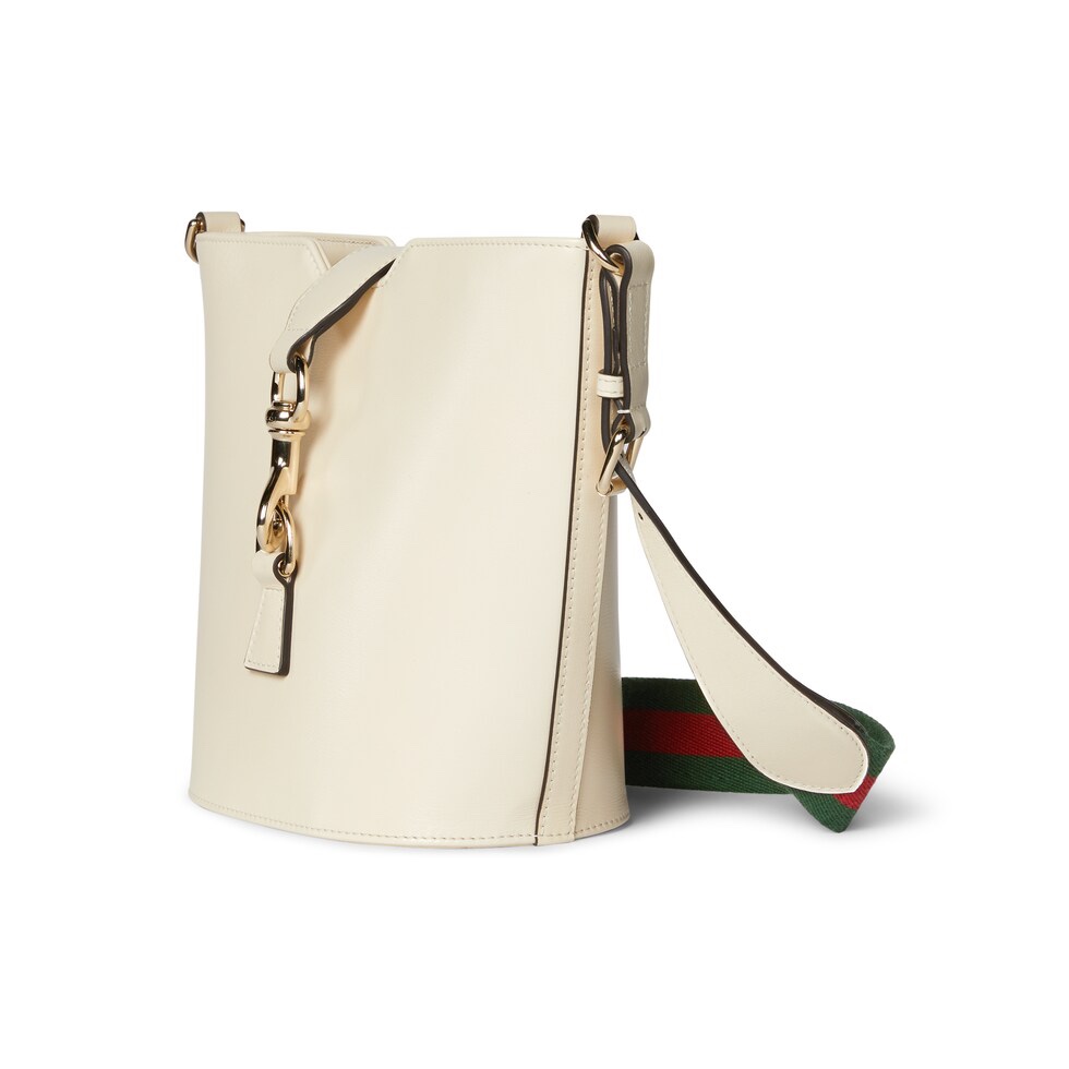 [TOP] GUCCI Leather Bucket Bags 18.5x20.5x12.5cm - White/Black