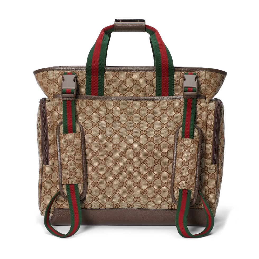 [TOP] GUCCI Large Fabric With Leather Handbag 40x35x20cm