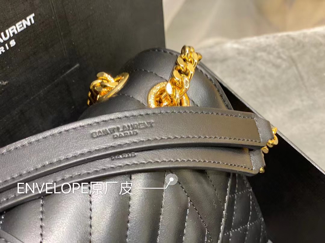 [TOP] Yves Saint Laurent YSL Envelop Shoulder Bag Lamskin Medium - BLACK&GHW