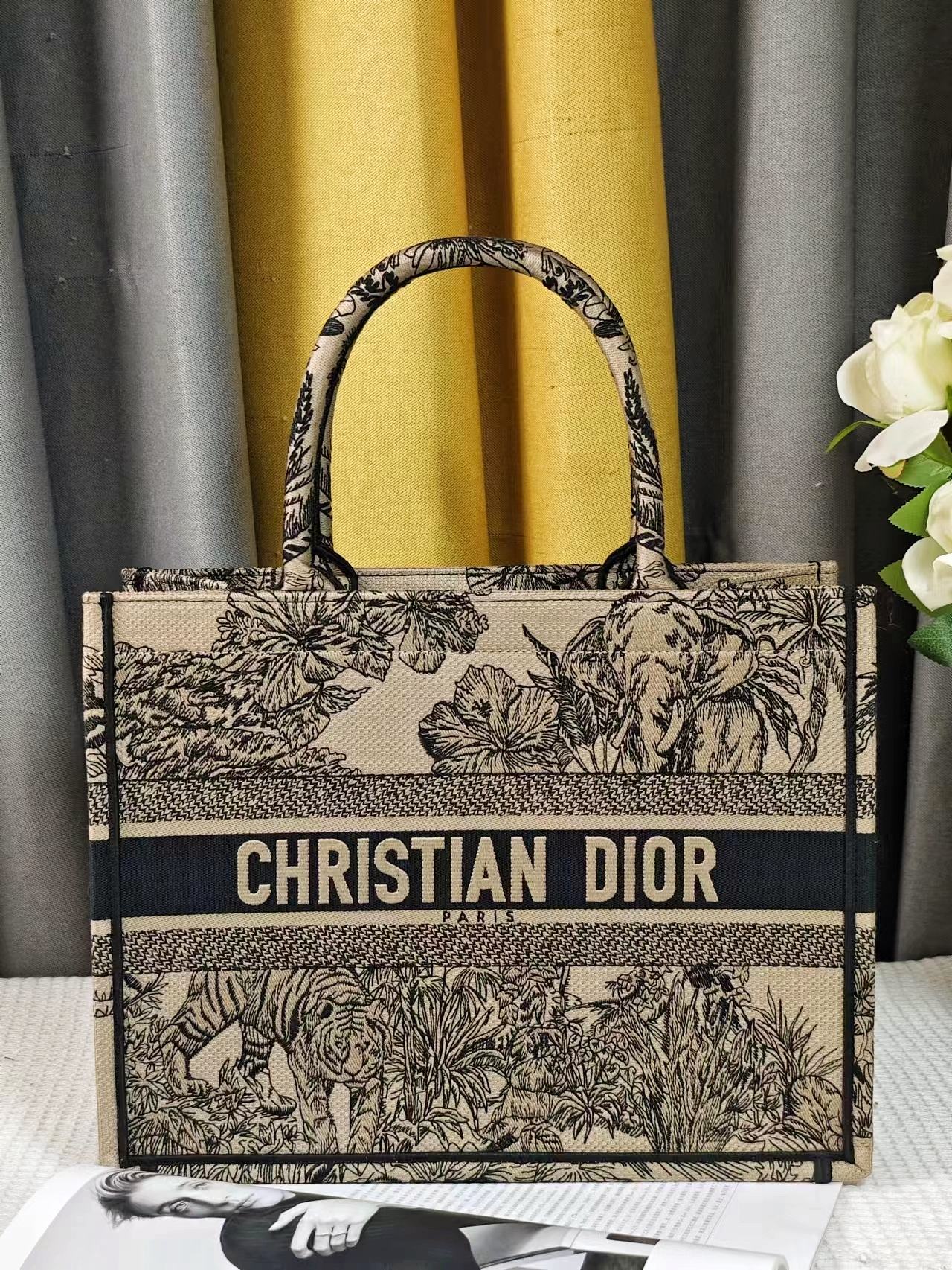 [TOP] Christian Dior Book Tote Bag, Indian Style Zoo - Small/Medium