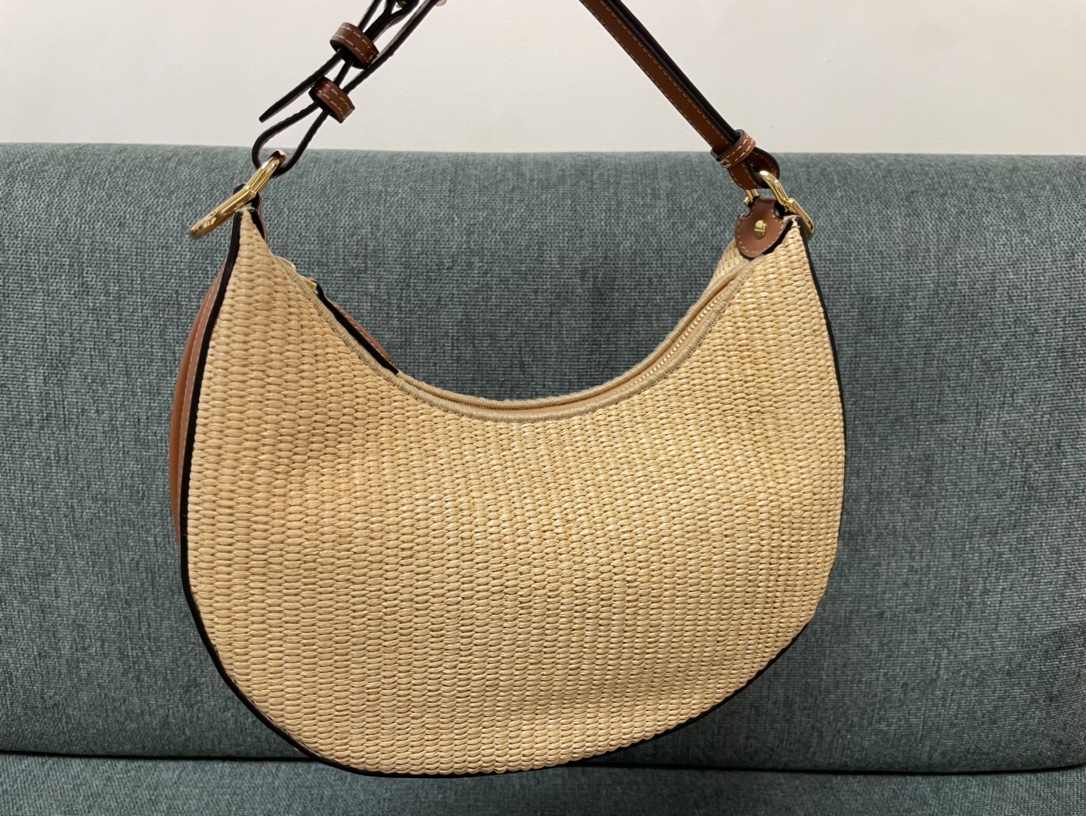 [TOP] FENDI Small Straw Weaving Fendigraphy Bags 10×29×24.5cm - Beige&GHW