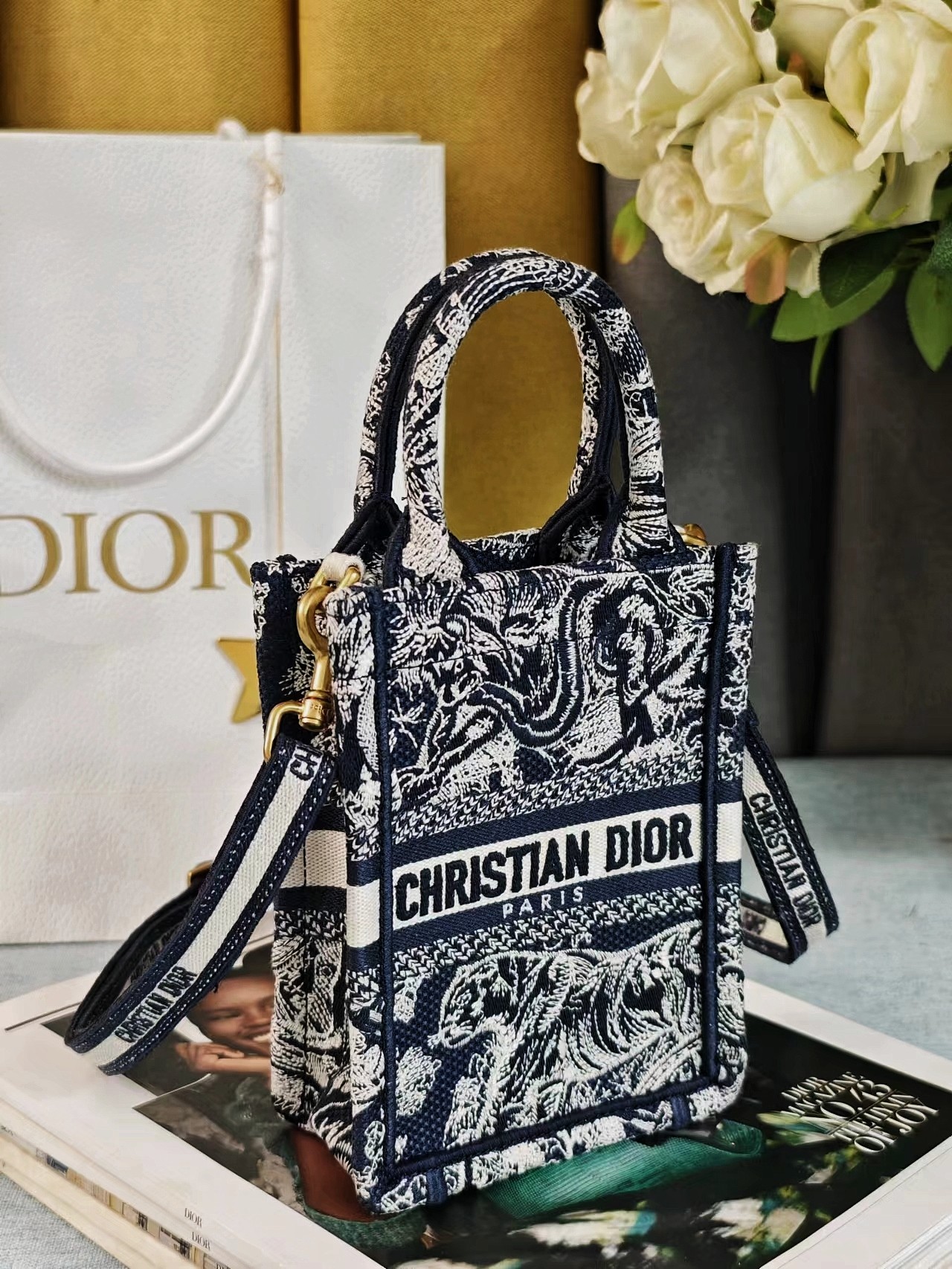 [TOP] Christian Dior Mico Mini Book Tote Bag 13X18X7CM