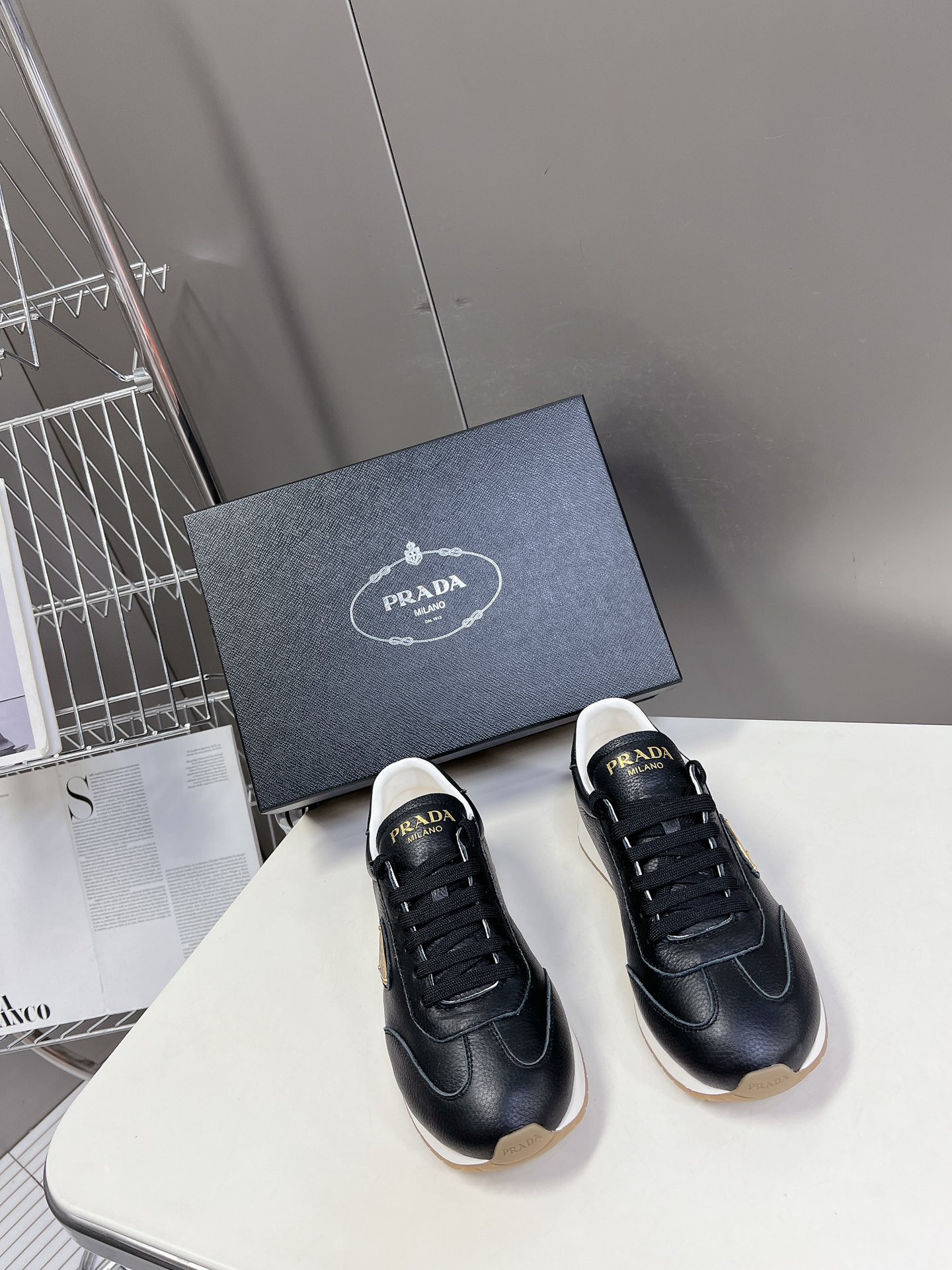 [TOP] PRADA Men's Litchi Patterned Calfskin Casual Shoes - 7 Colors