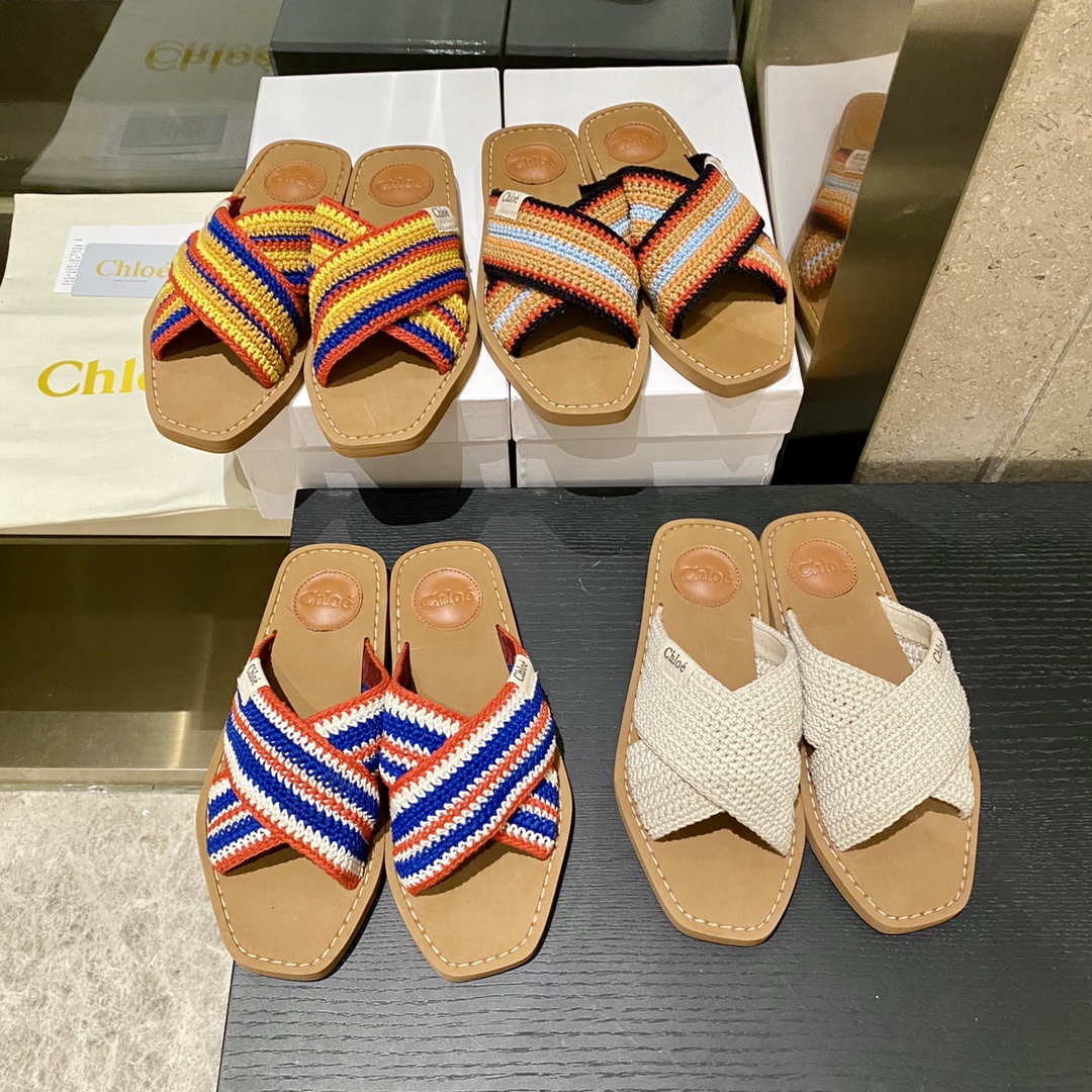 [TOP] Chloe Cross Woven Roman Slippers With Straps - 4 Colors