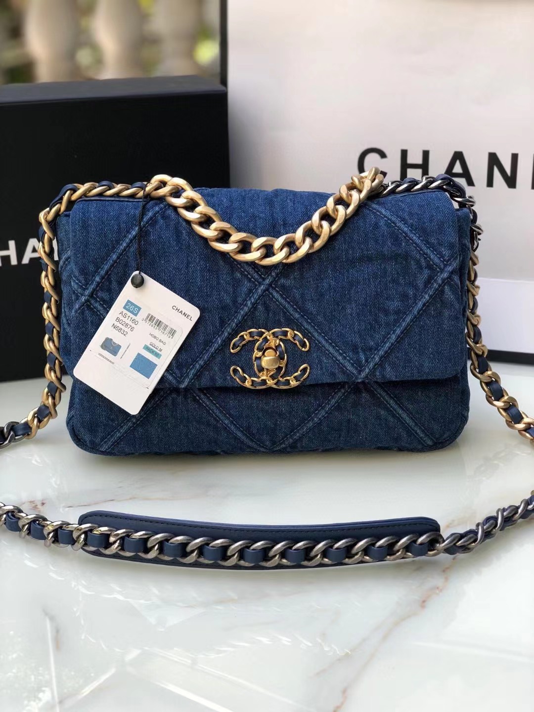 [TOP] CHANEL 19 Bag Denim 26cm/30cm - Blue