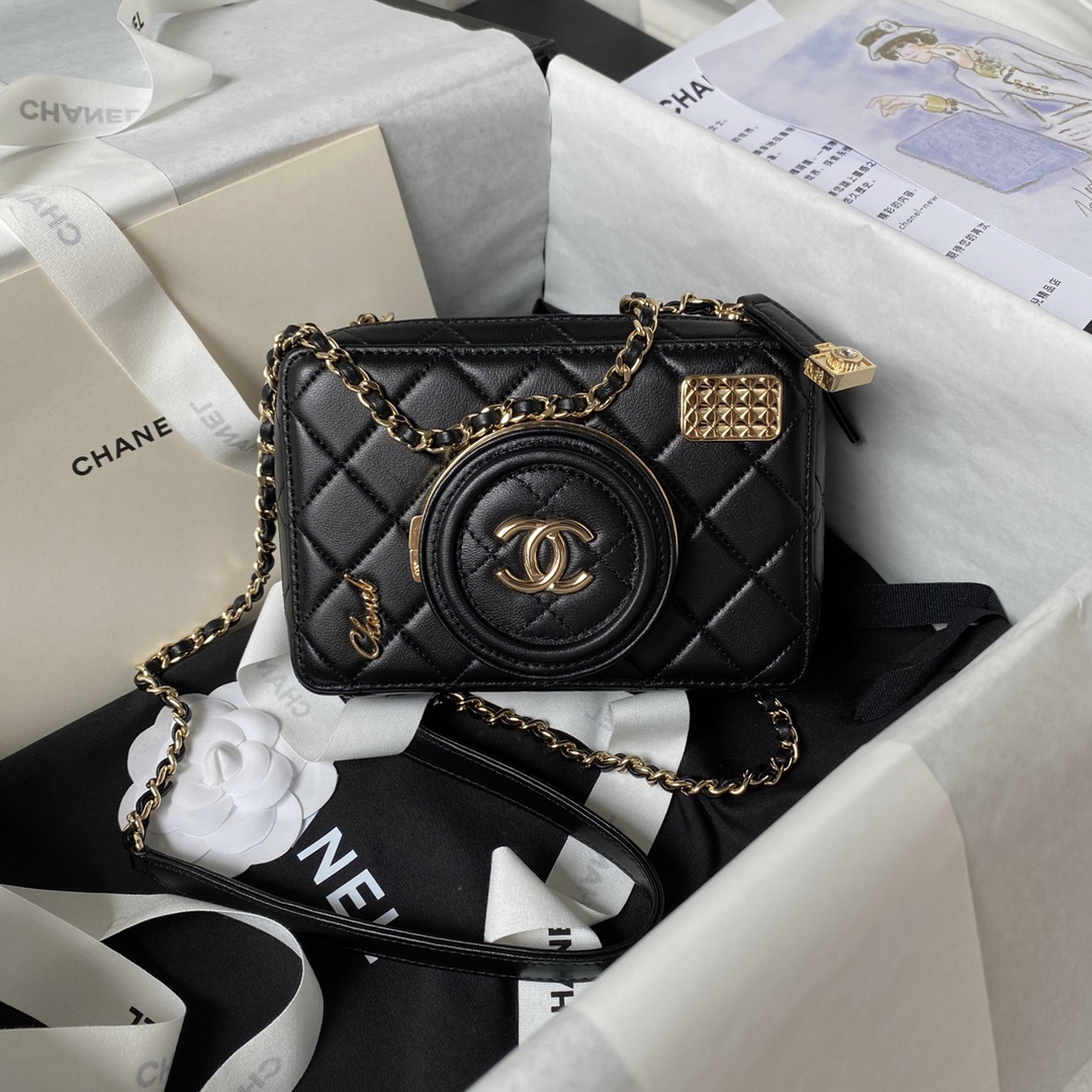 [TOP] CHANEL Metal Material Camera Bag 11.5×16×6cm - 4 Colors&GHW