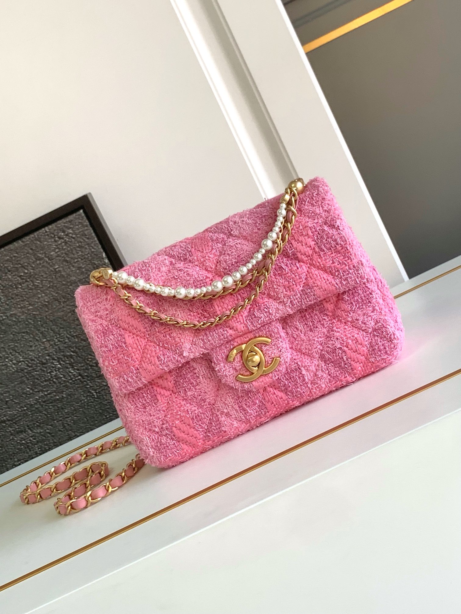 [TOP] CHANEL Pearl Flab Bags - 18*13*7cm/20*15*7cm - GHW