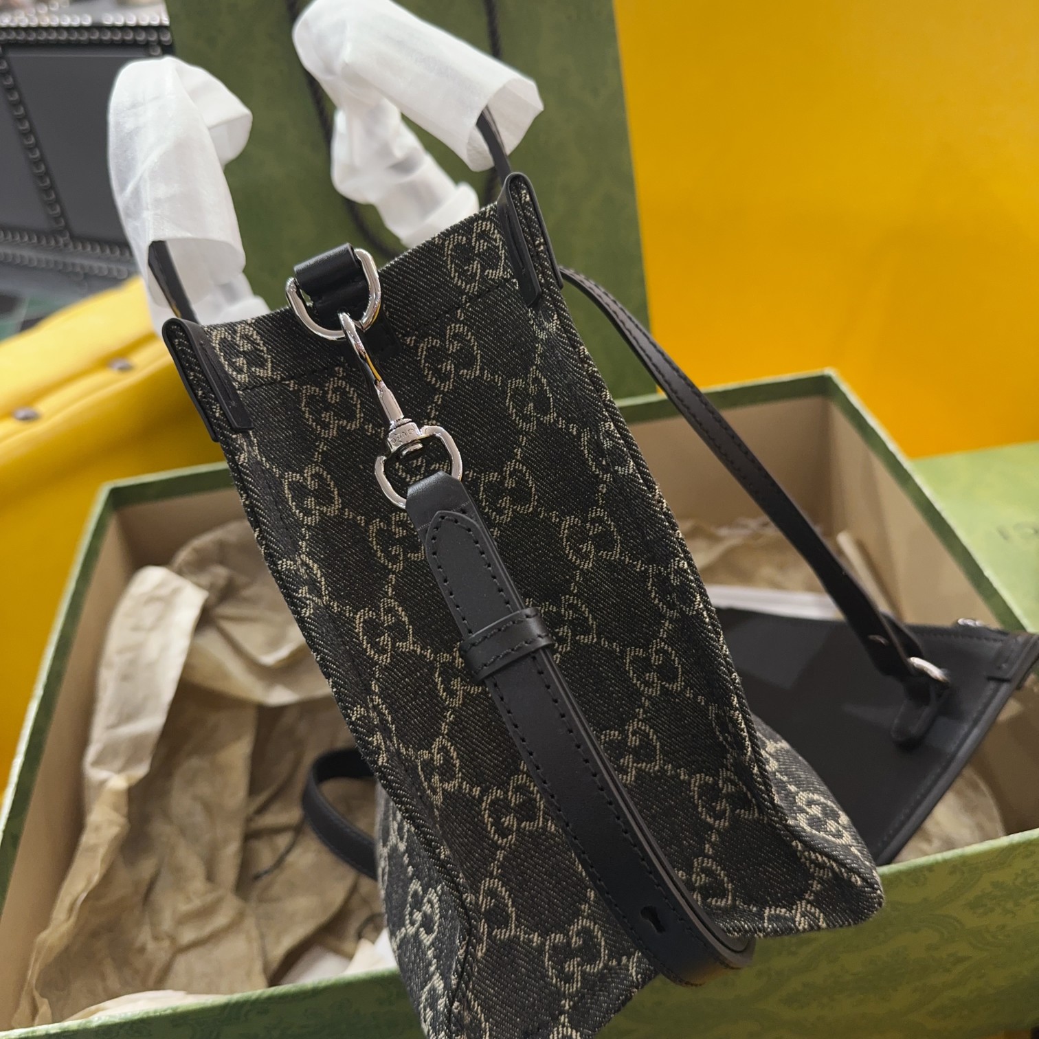 [TOP] GUCCI Ophidia Black Medium Tote 27x19x11cm