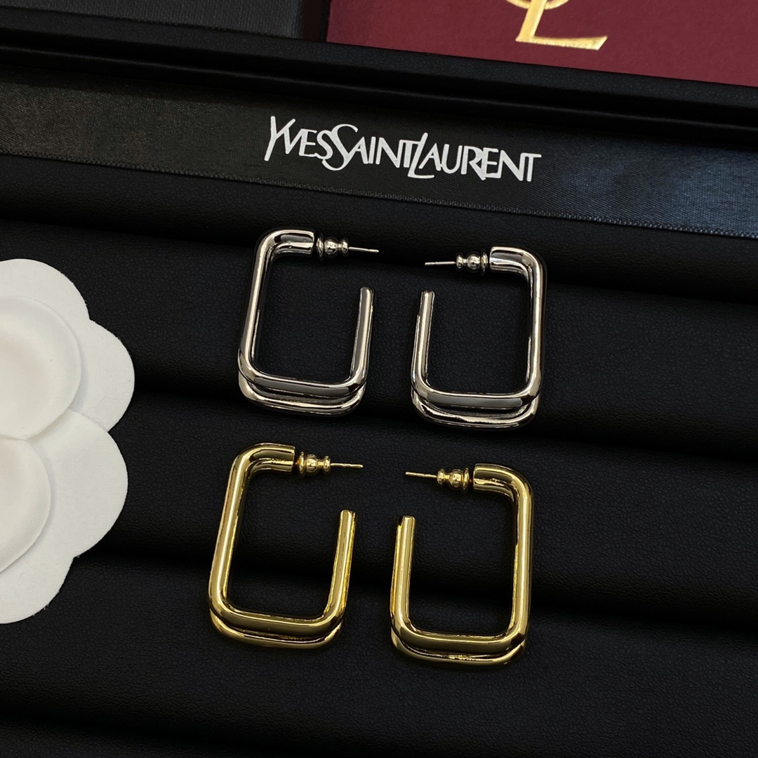 [TOP] Yves Saint Laurent YSL Square Earrings - 2 Color