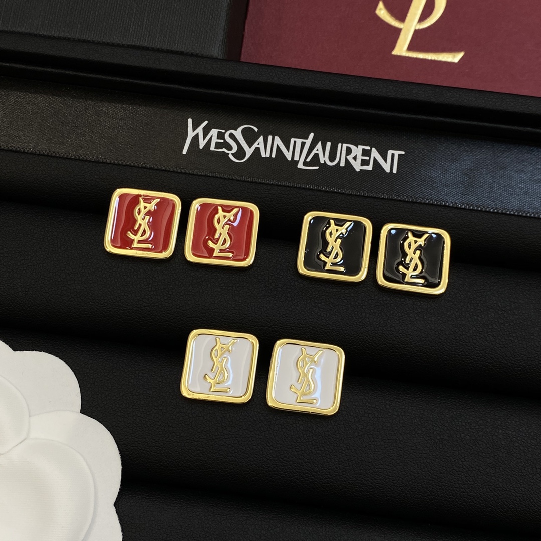 [TOP] Yves Saint Laurent YSL Square Earrings - 3 Color