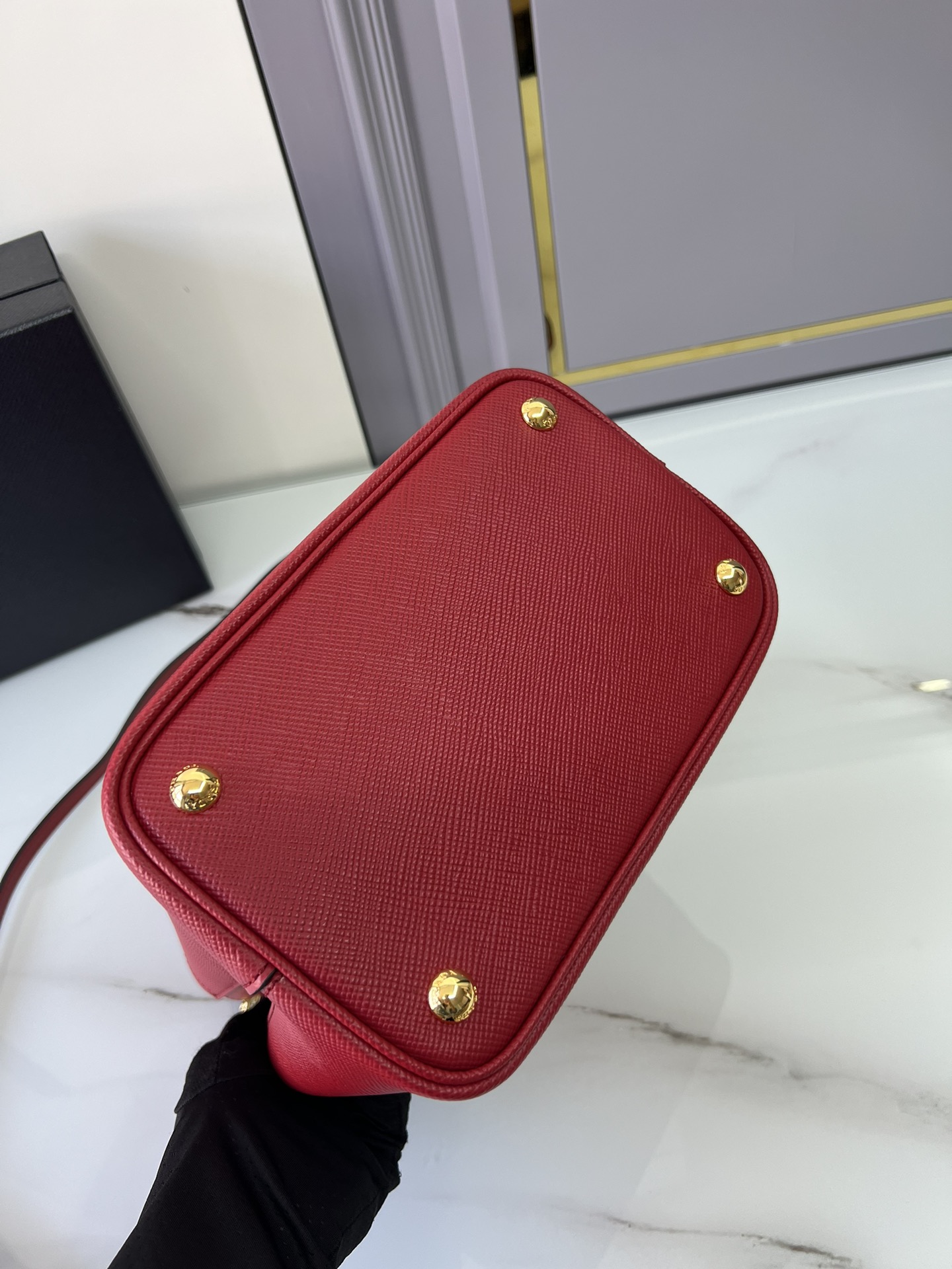 [TOP] PRADA Calfskin Bucket Bag 22*23*13cm - Red