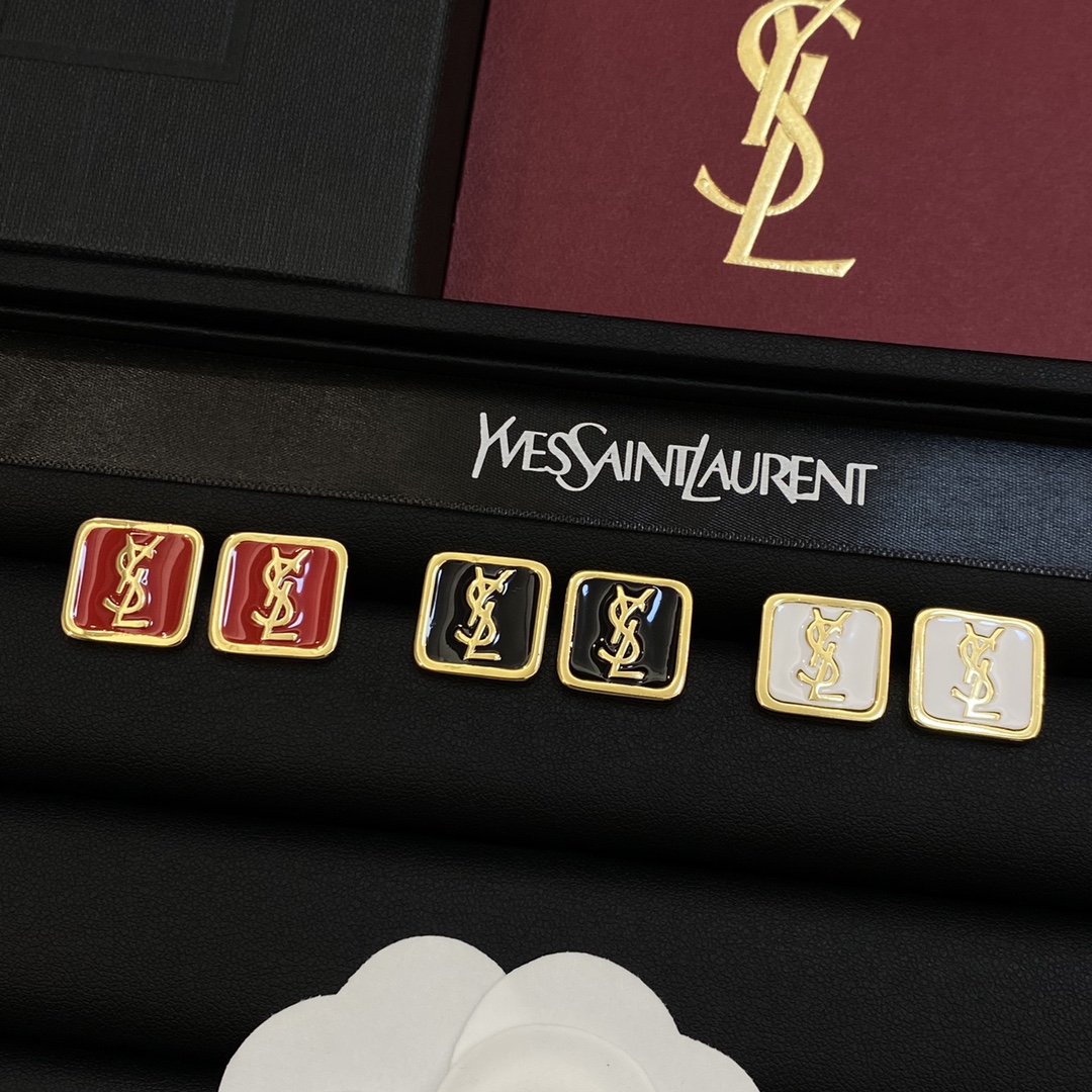 [TOP] Yves Saint Laurent YSL Square Earrings - 3 Color