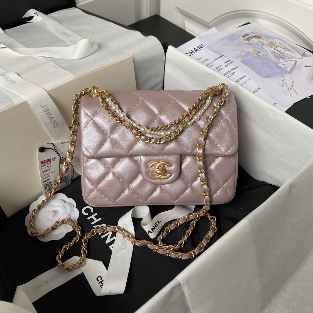 [TOP] CHANEL Pearl Flab Bags - 12.5×17×5cm/14.5×19.5×7.5cm - GHW&Pink