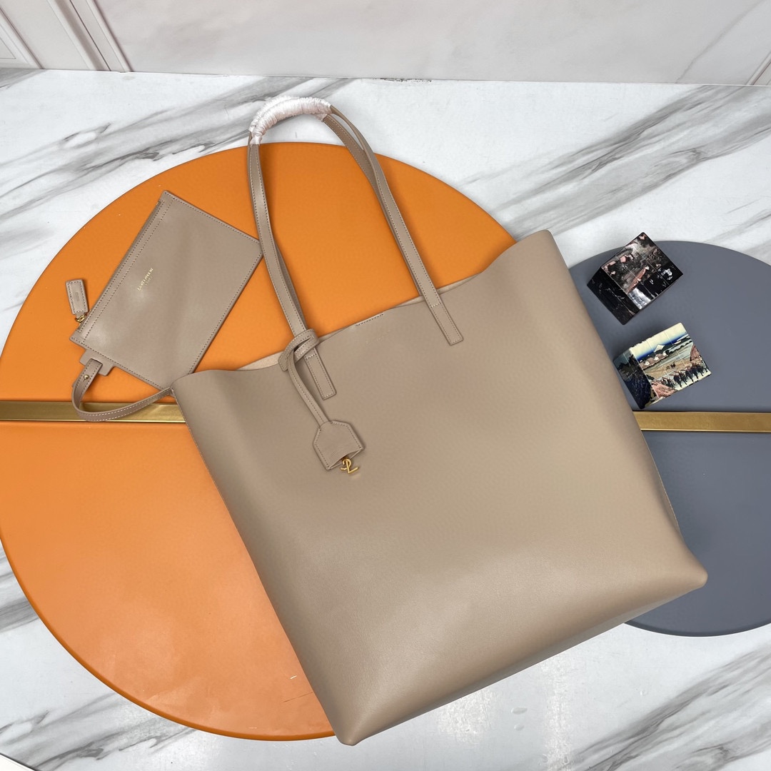 [TOP] Yves Saint Laurent YSL Calfskin Shopping Tote Bags - 3 Colors&GHW