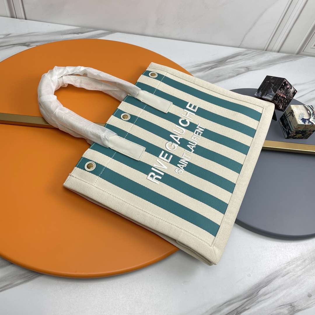 [TOP] Yves Saint Laurent YSL Rive Gauche Straw Tote Bag