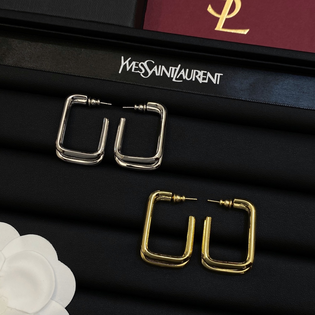 [TOP] Yves Saint Laurent YSL Square Earrings - 2 Color