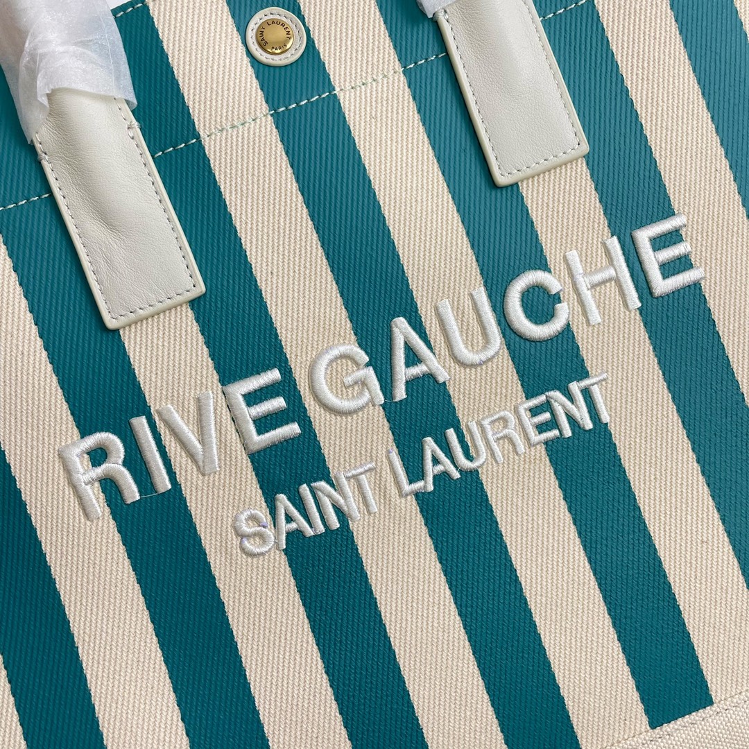 [TOP] Yves Saint Laurent YSL Rive Gauche Straw Tote Bag