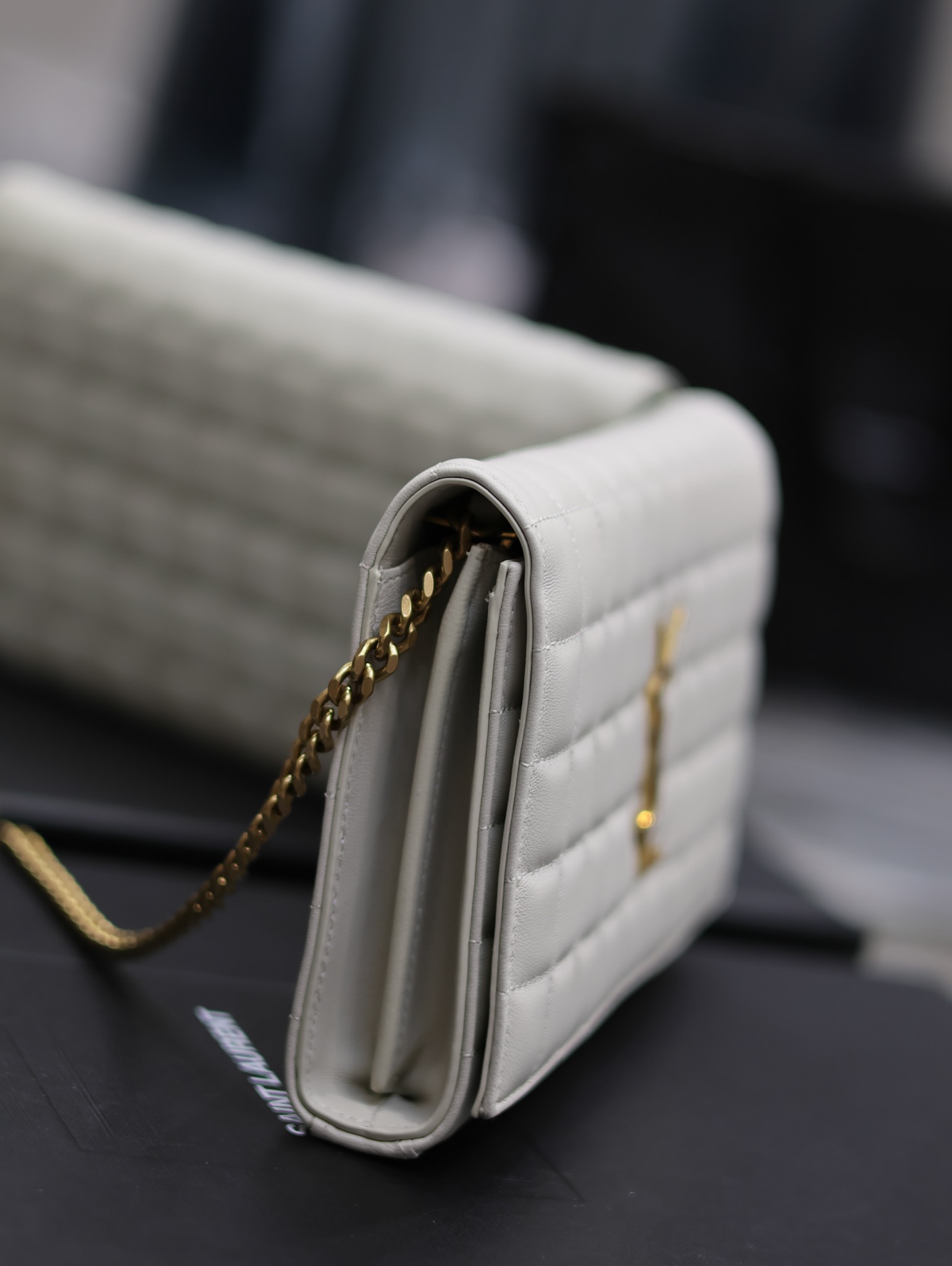 [TOP] Yves Saint Laurent YSL Lambskin Kate Bags - White/Black