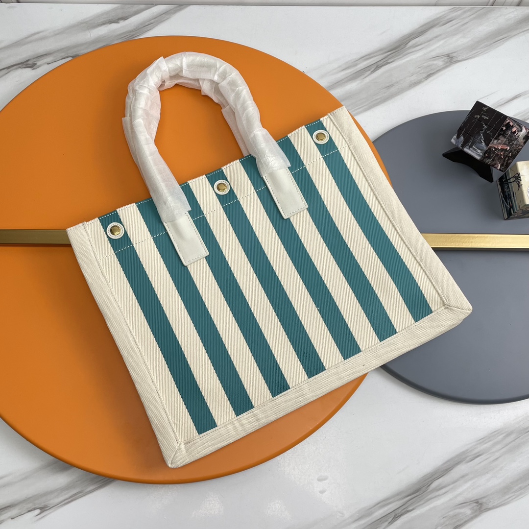 [TOP] Yves Saint Laurent YSL Rive Gauche Straw Tote Bag