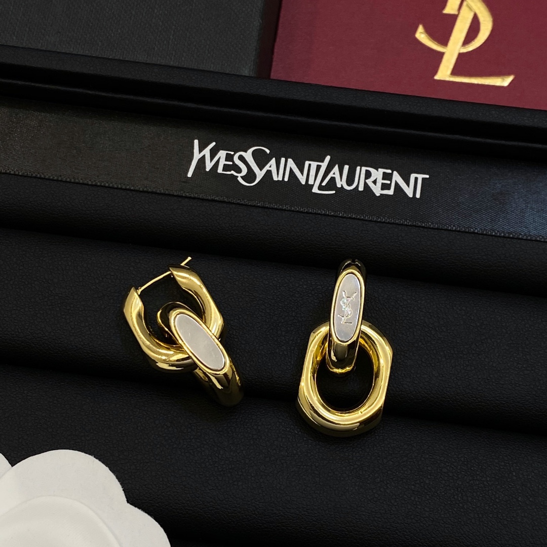 [TOP] Yves Saint Laurent YSL Earrings - Gold