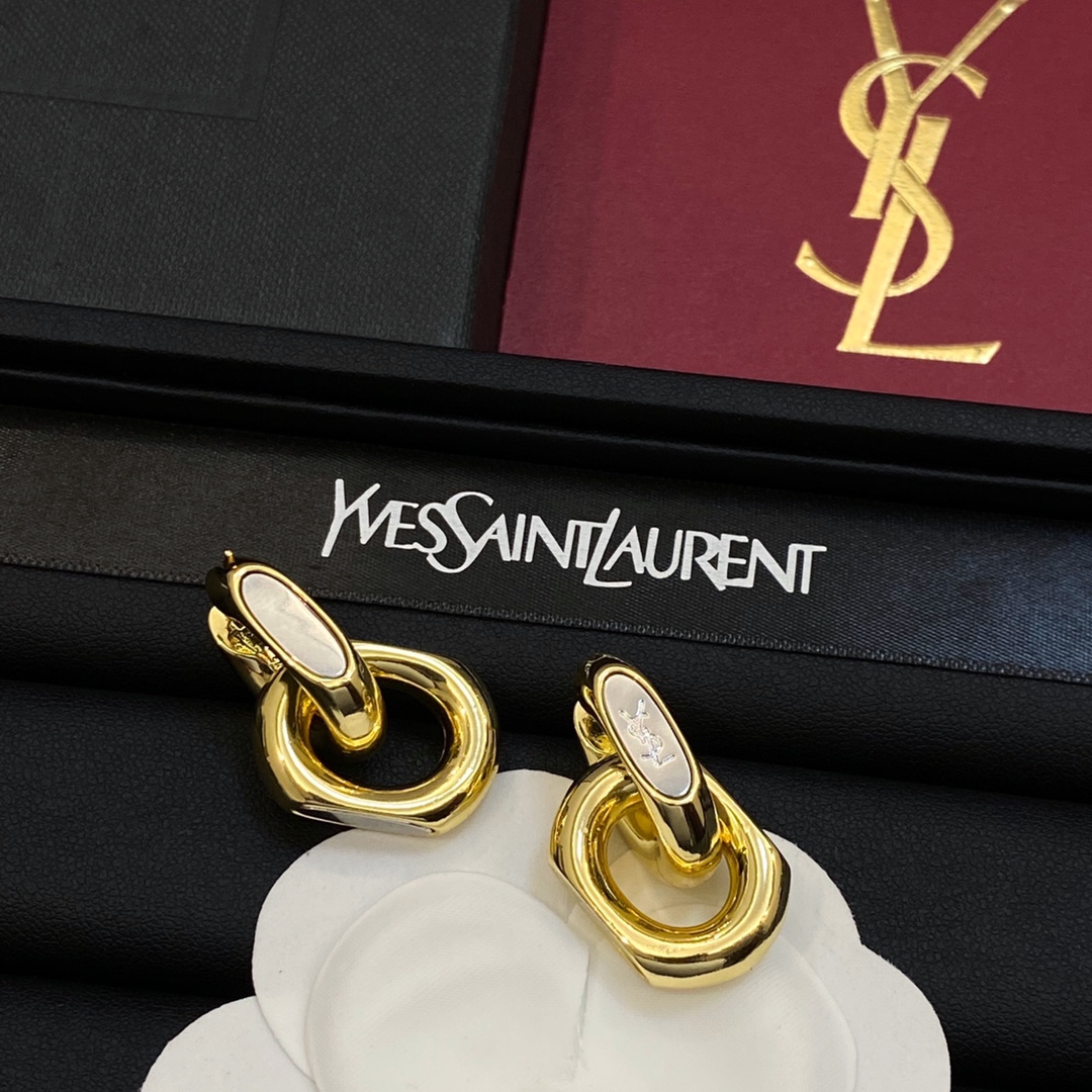 [TOP] Yves Saint Laurent YSL Earrings - Gold