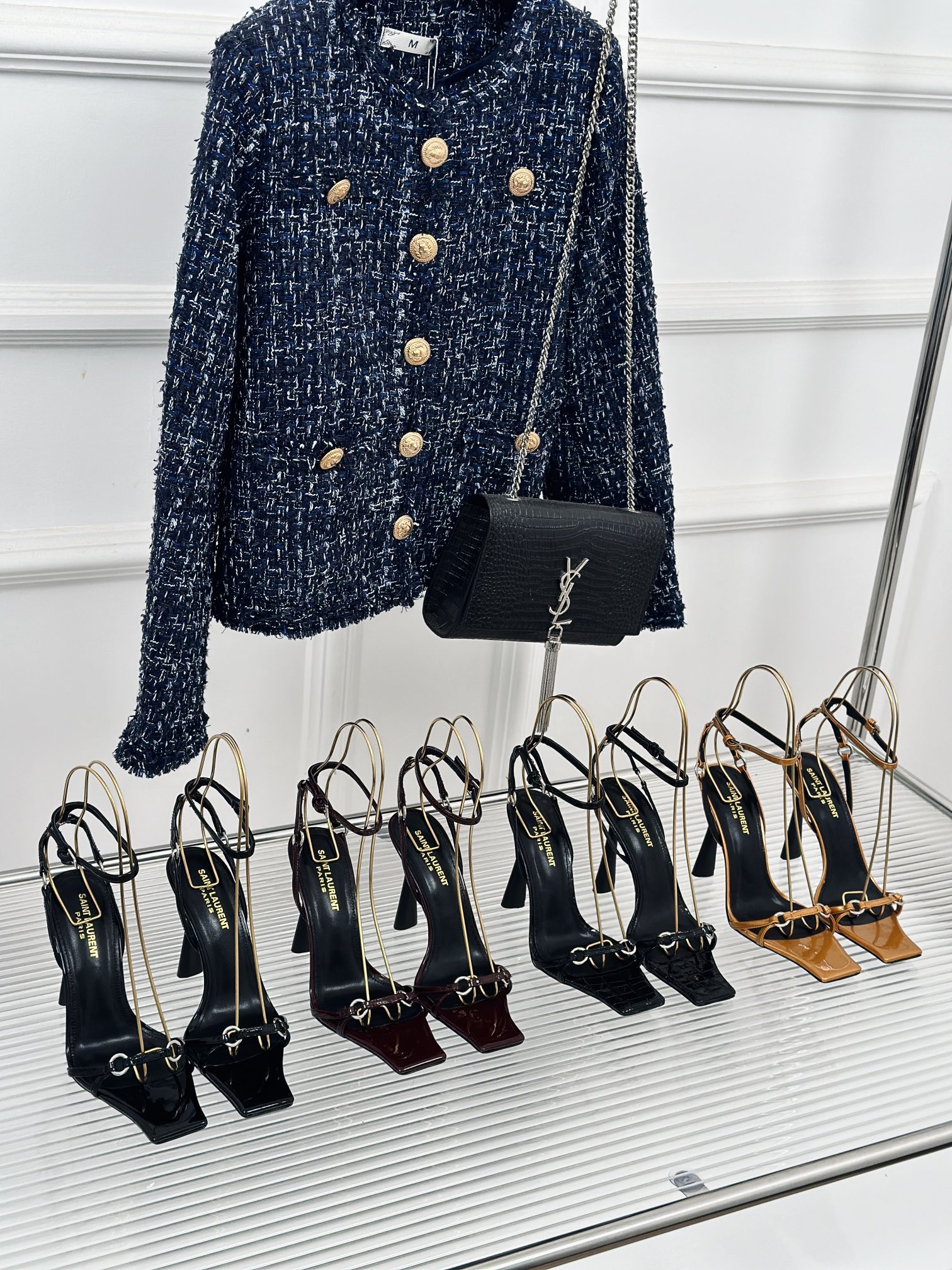 [TOP] Yves Saint Laurent YSL Classic Walking Show Square High - Heeled Sandals- 4 Colours