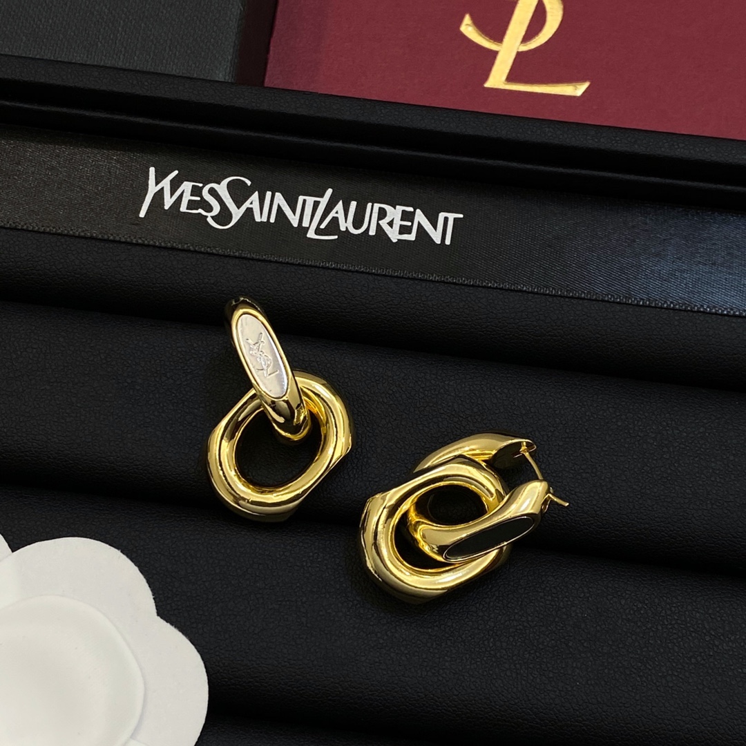 [TOP] Yves Saint Laurent YSL Earrings - Gold