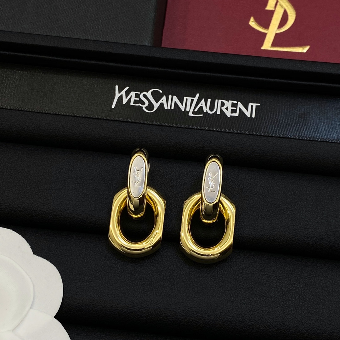 [TOP] Yves Saint Laurent YSL Earrings - Gold