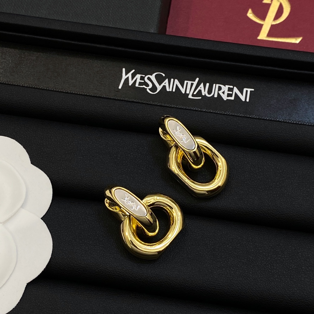 [TOP] Yves Saint Laurent YSL Earrings - Gold