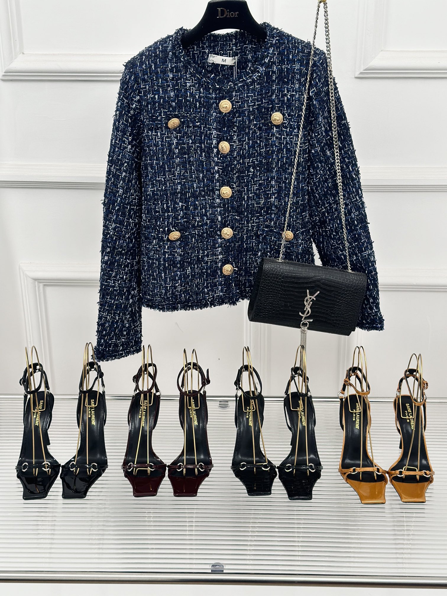 [TOP] Yves Saint Laurent YSL Classic Walking Show Square High - Heeled Sandals- 4 Colours