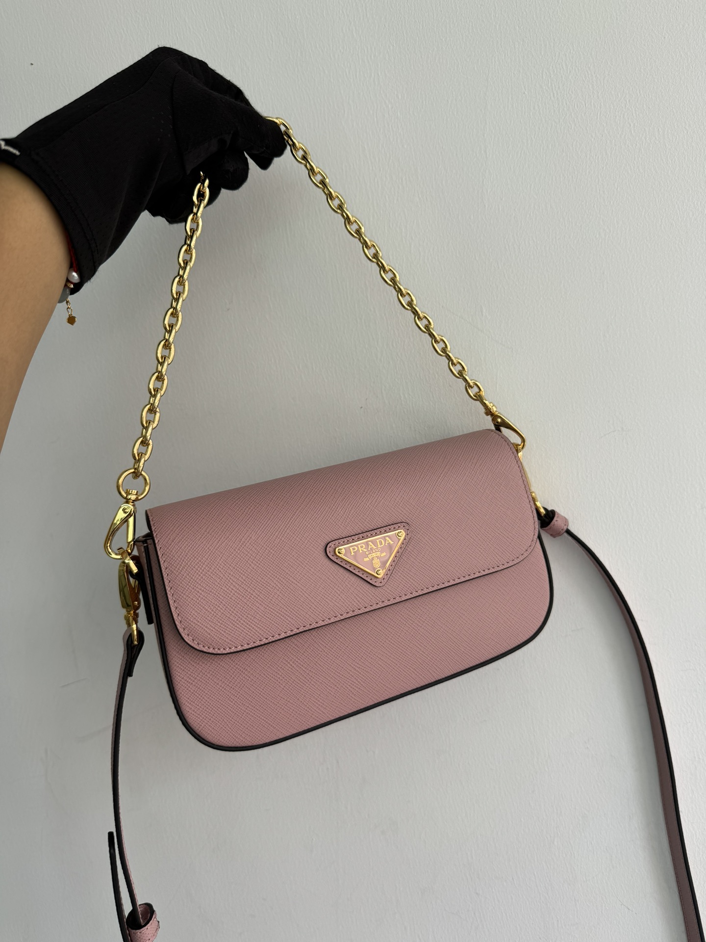 [TOP] PRADA Shoulder Bag Saffiano Leather 20.5x10.5x4cm with Chain - 2 Color