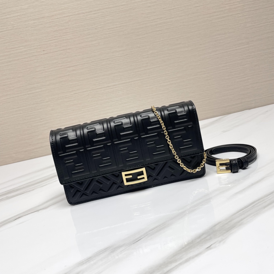 [TOP] FENDI Leather Baguette Bags 21x11.5x5cm - Black/Yellow - GHW