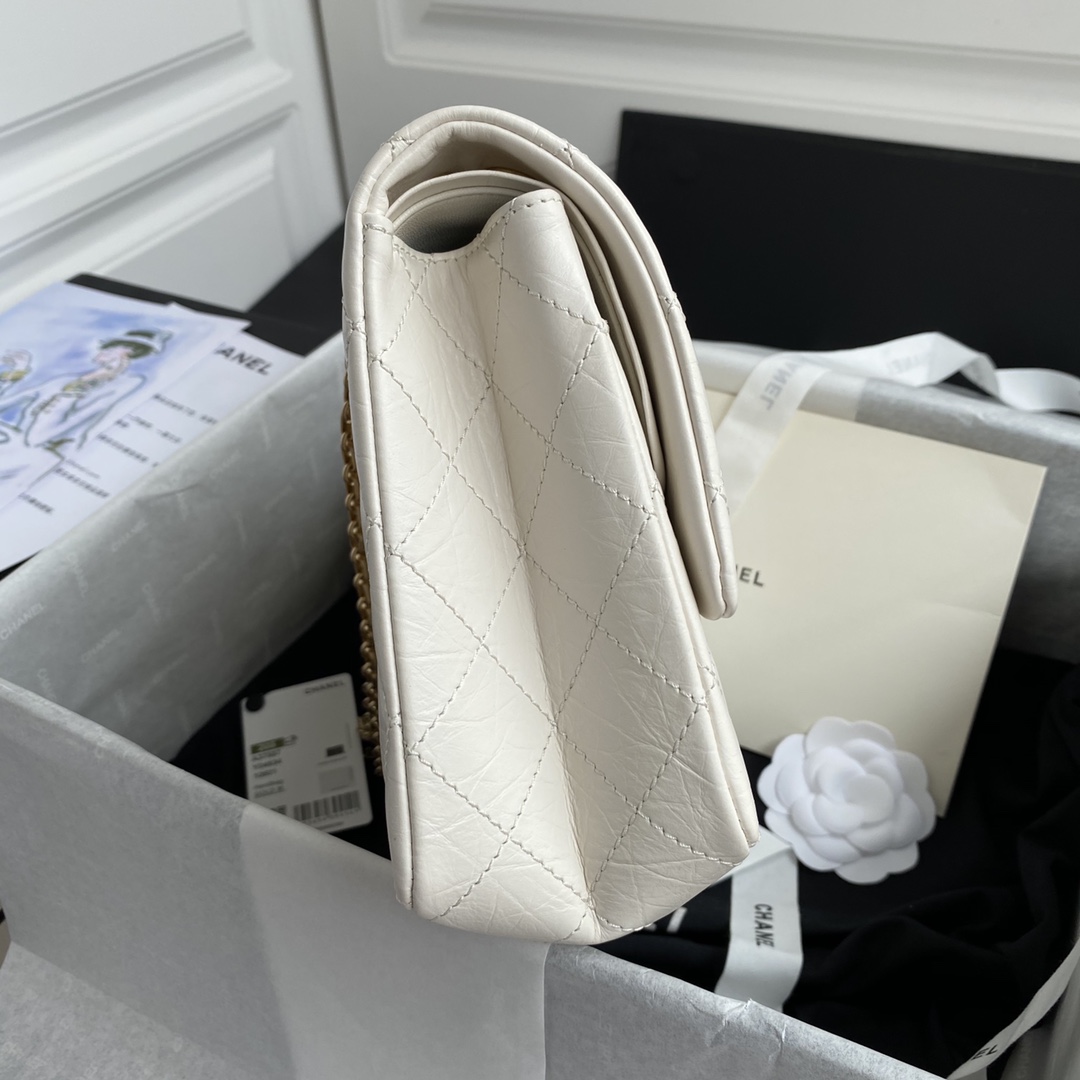 [TOP] CHANEL 2.55 Reissue Flap Bag Large 28cm - White & GHW