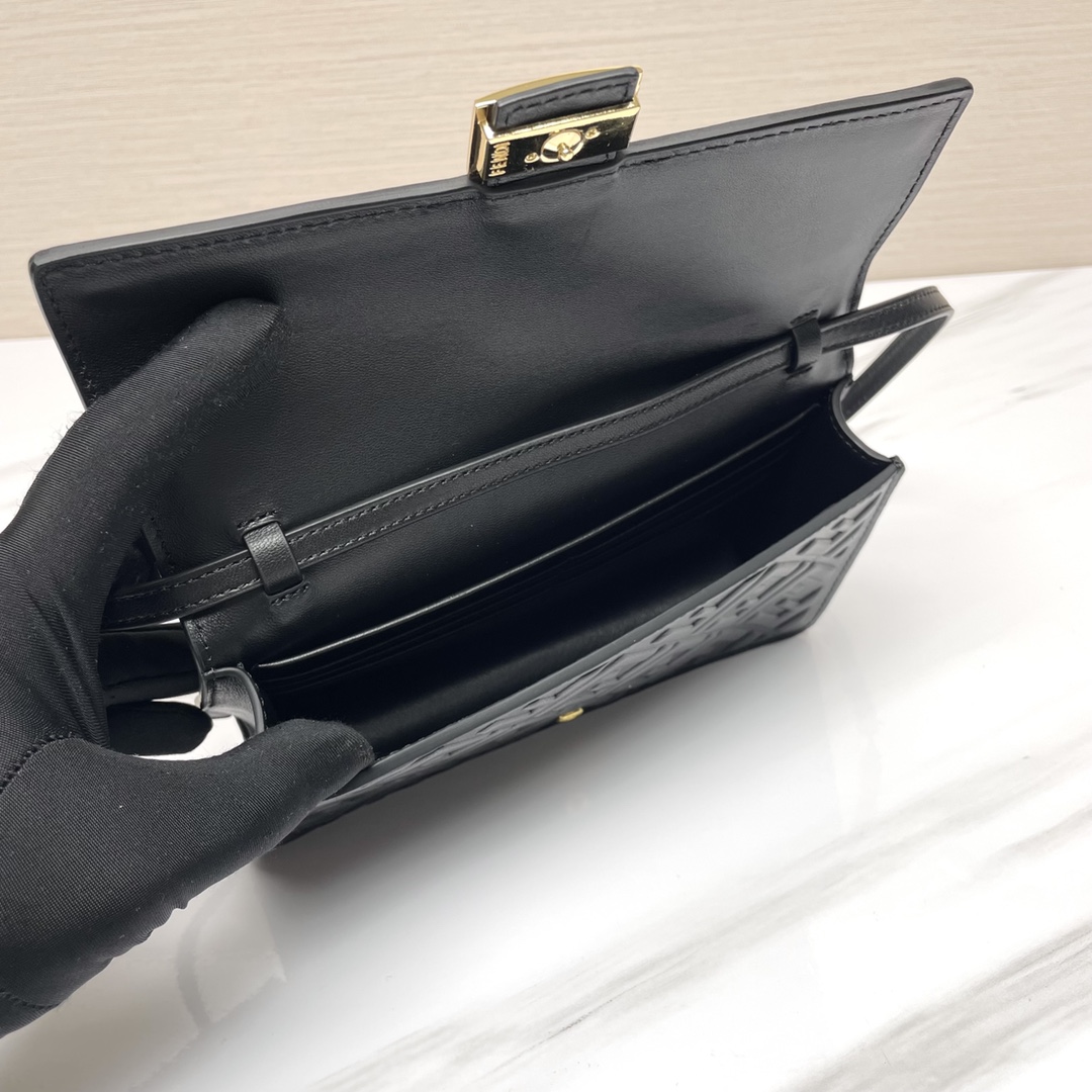 [TOP] FENDI Leather Baguette Bags 21x11.5x5cm - Black/Yellow - GHW
