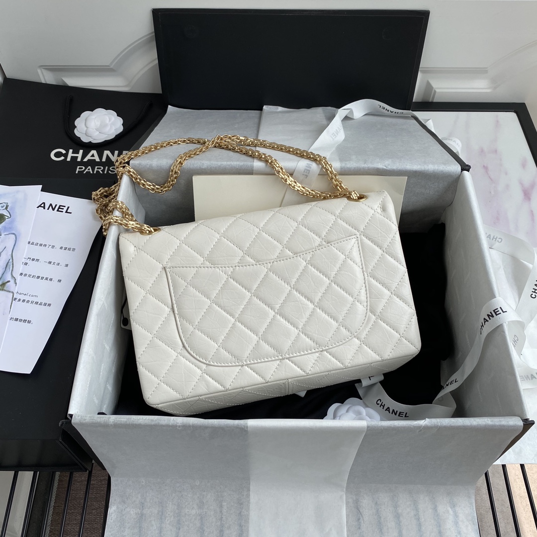 [TOP] CHANEL 2.55 Reissue Flap Bag Large 28cm - White & GHW