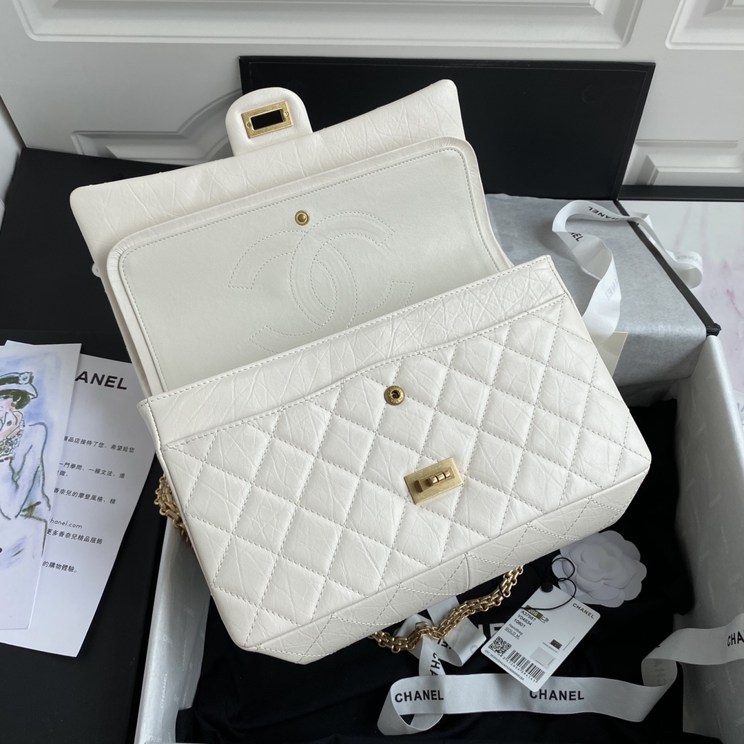 [TOP] CHANEL 2.55 Reissue Flap Bag Large 28cm - White & GHW