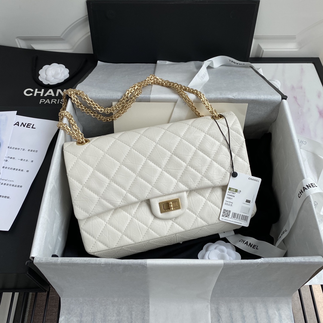 [TOP] CHANEL 2.55 Reissue Flap Bag Large 28cm - White & GHW