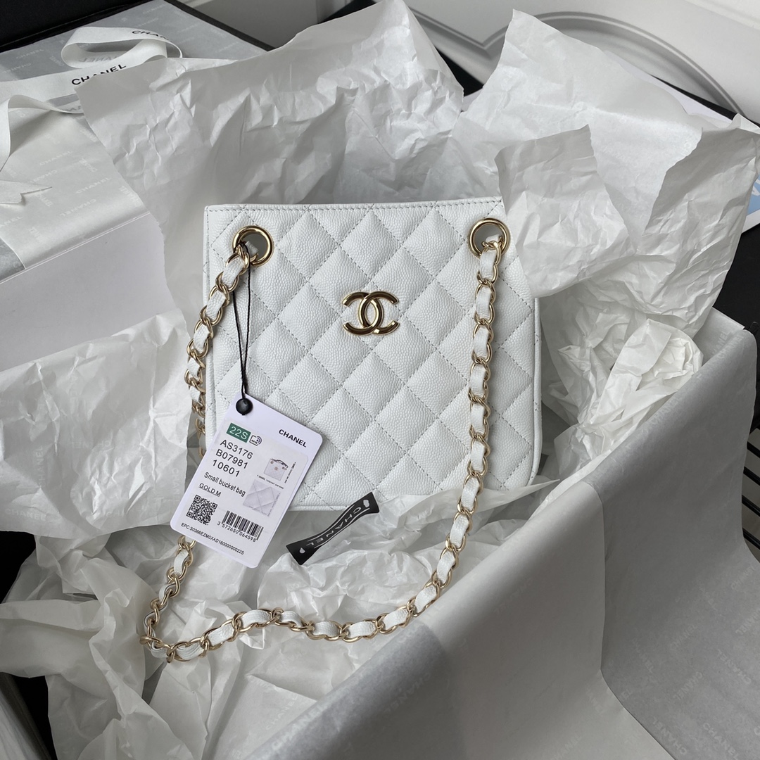 [TOP] CHANEL Caviar Series Bucket Bags 16X15X9cm - GHW - 3 Colors