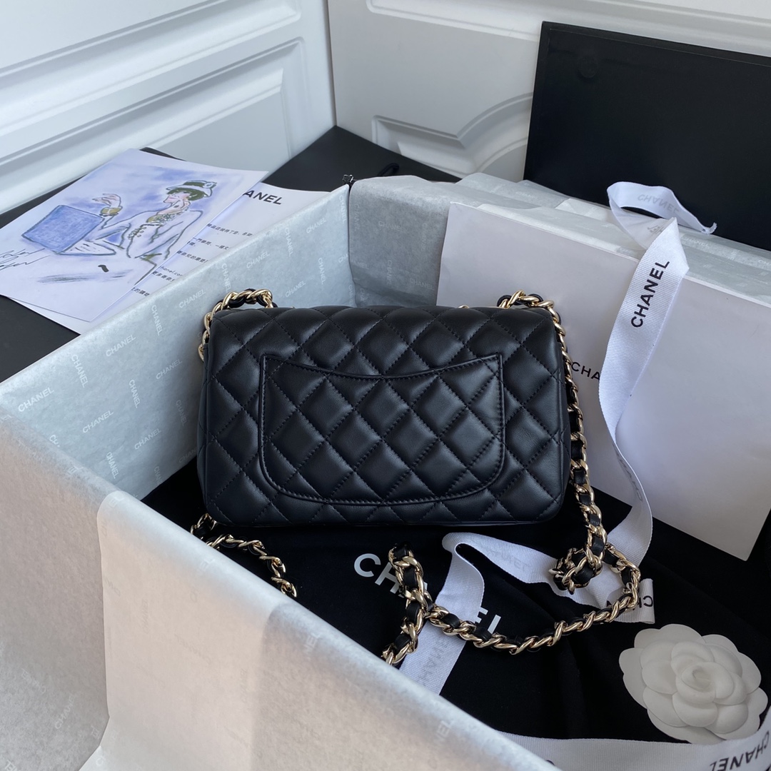 [TOP] CHANEL Mini CF Flab Bags 20x12x6cm -Black&GHW