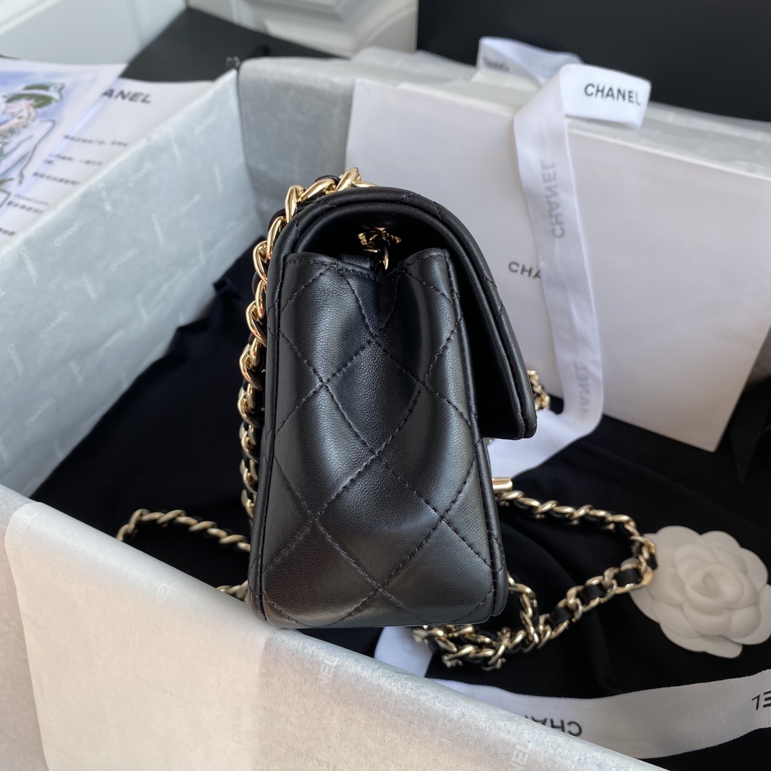 [TOP] CHANEL Mini CF Flab Bags 20x12x6cm -Black&GHW