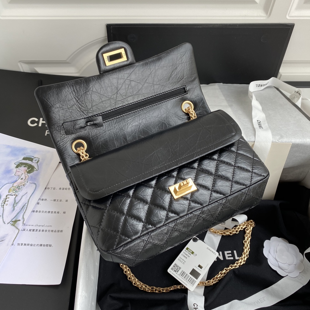 [TOP] CHANEL 2.55 Reissue Flap Bag Small 24cm - Black - SHW & GHW