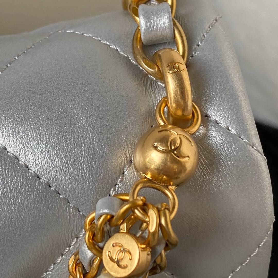 [TOP] CHANEL Pearl Flab Bags - 12.5×17×5cm/14.5×19.5×7.5cm - GHW&Silvery