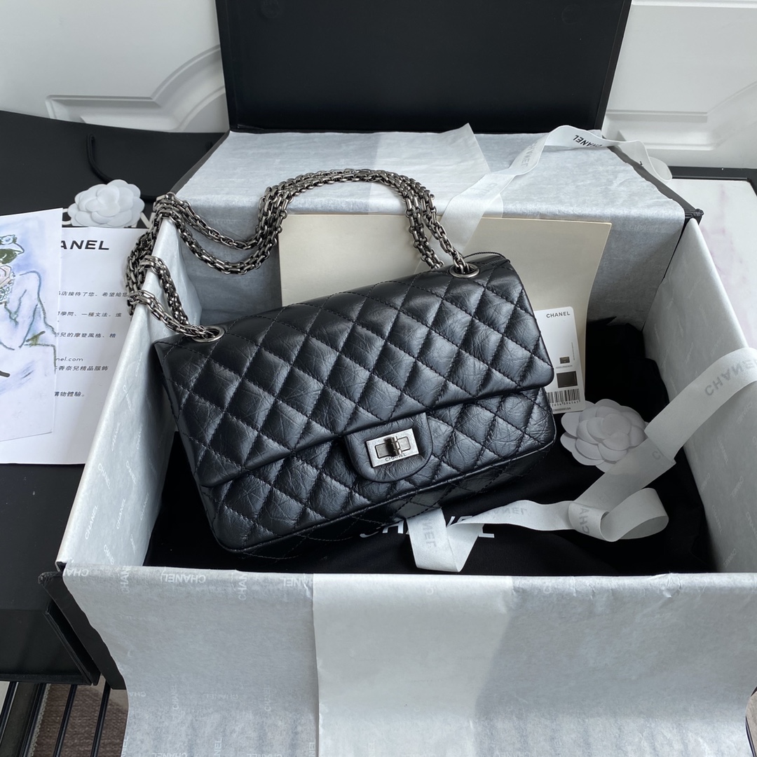 [TOP] CHANEL 2.55 Reissue Flap Bag Small 24cm - Black - SHW & GHW