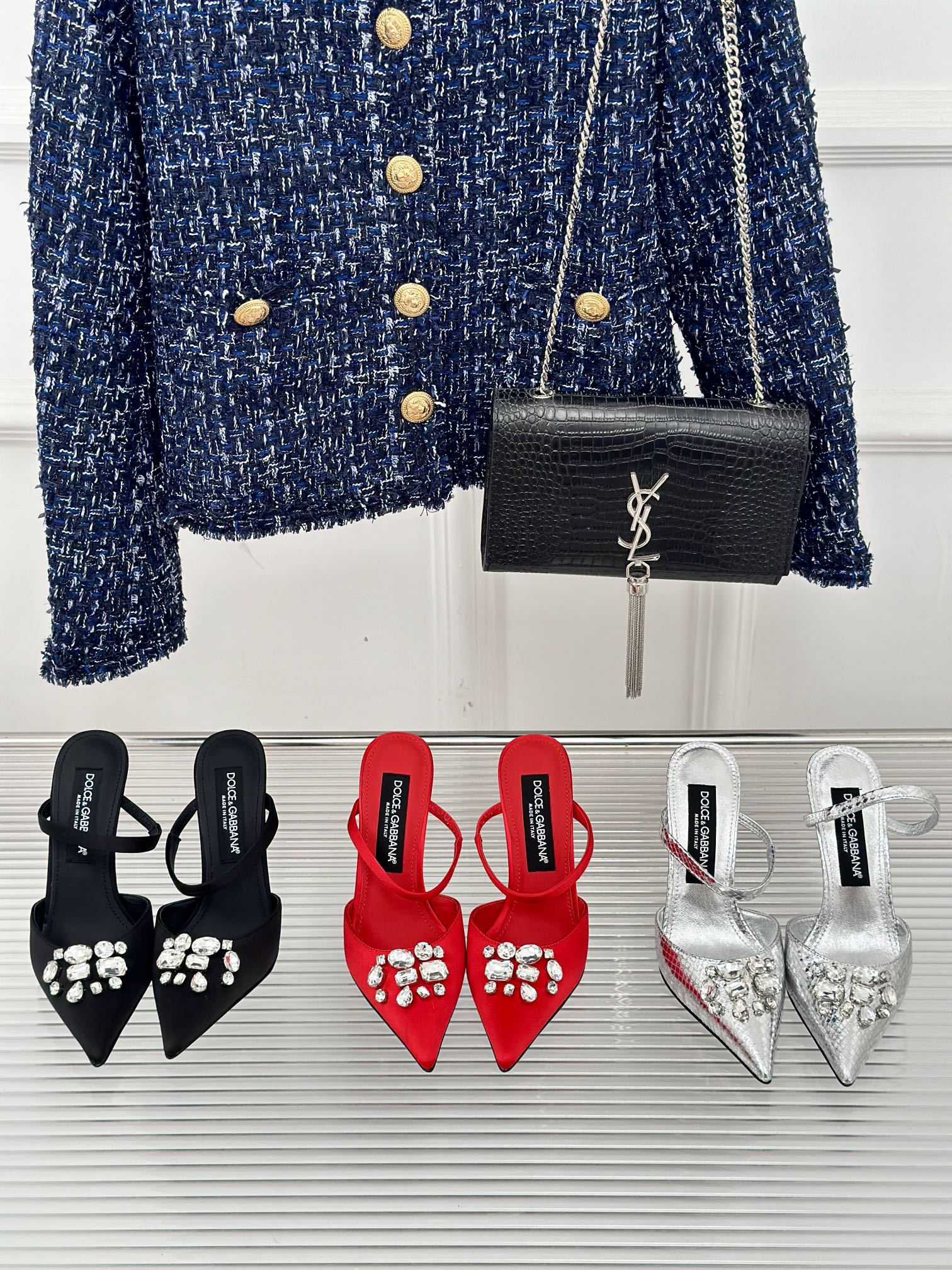 [TOP] Dolce & Gabbana D&G Rhinestone High Heels Sandals - 3 Colors