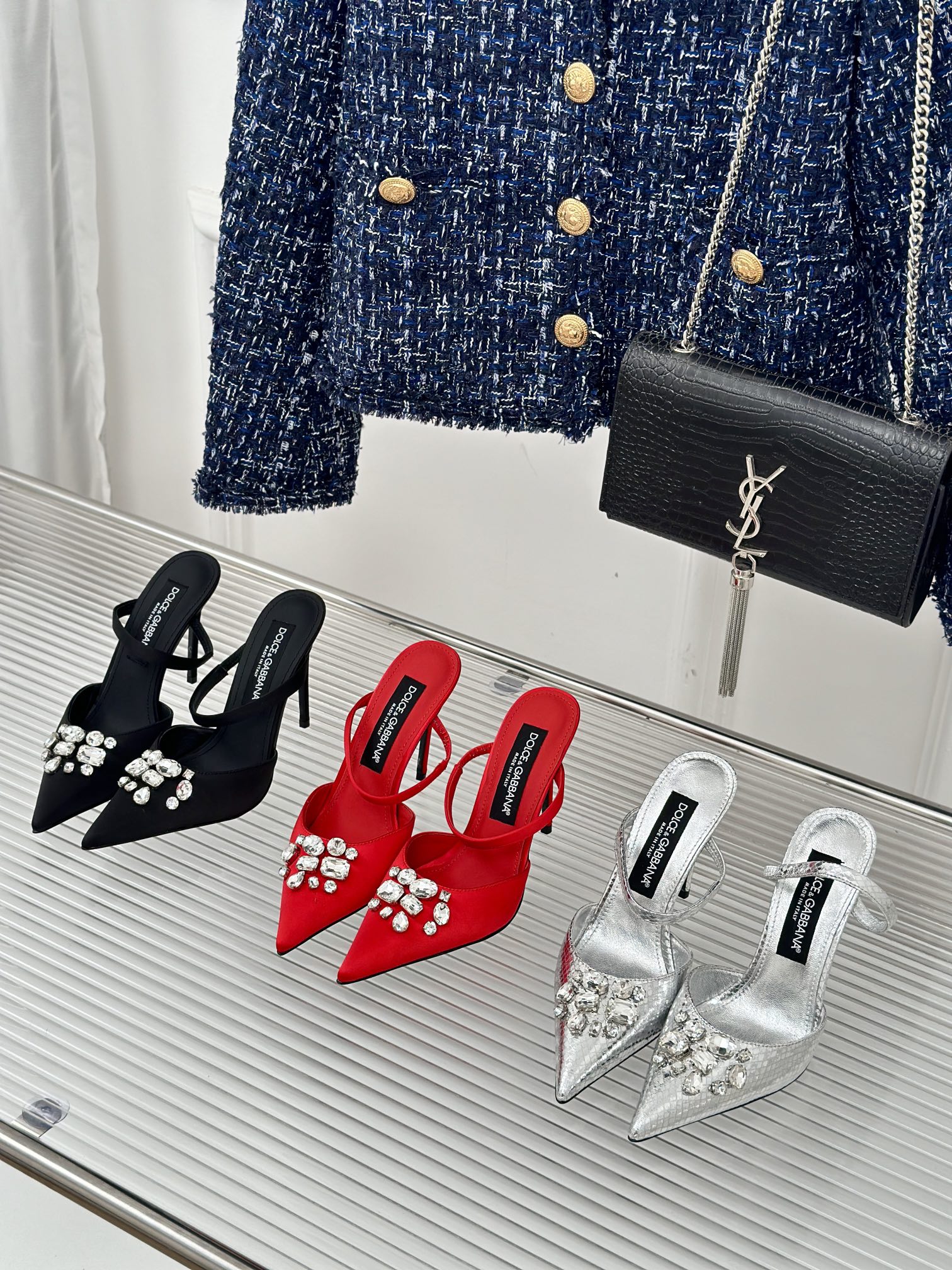 [TOP] Dolce & Gabbana D&G Rhinestone High Heels Sandals - 3 Colors